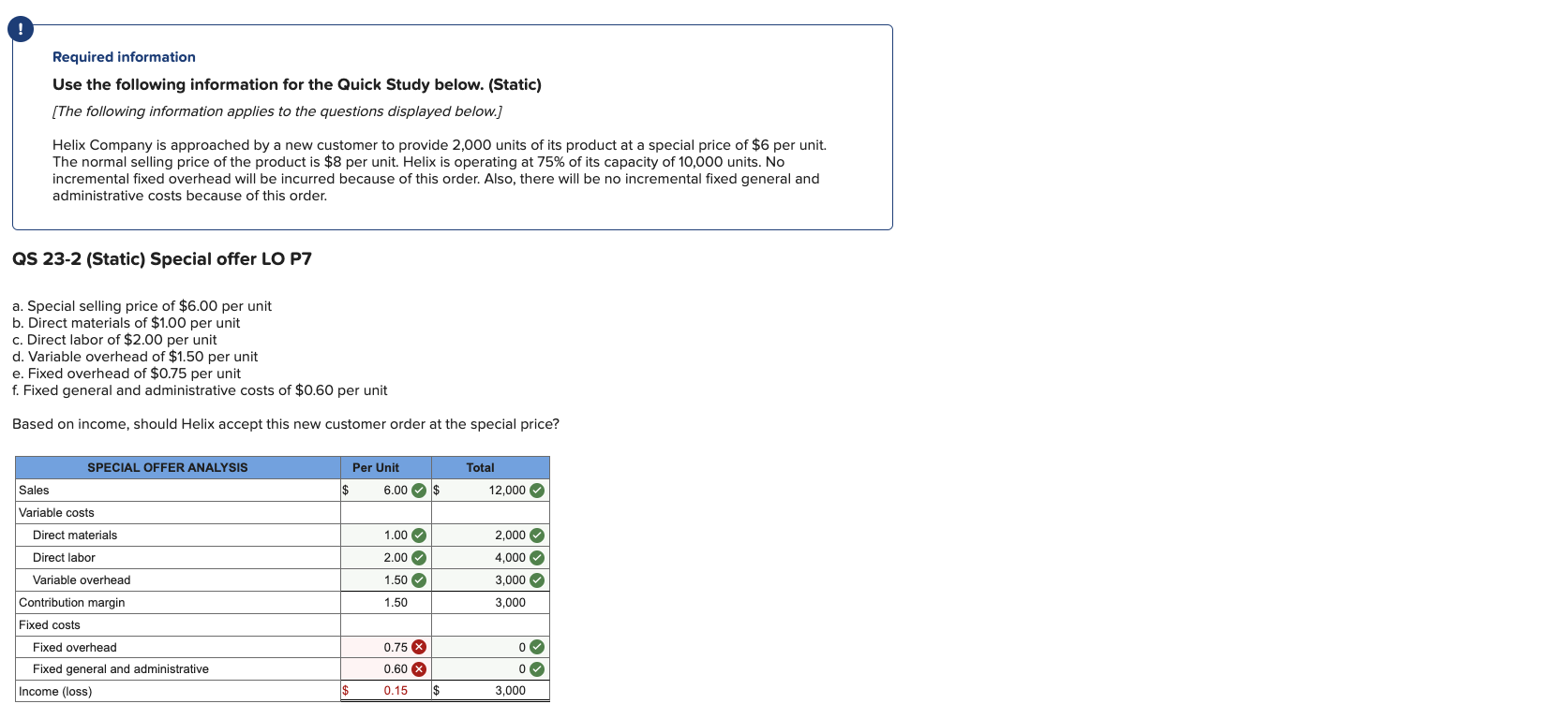  Required information Use the following information for the Quick Study below.