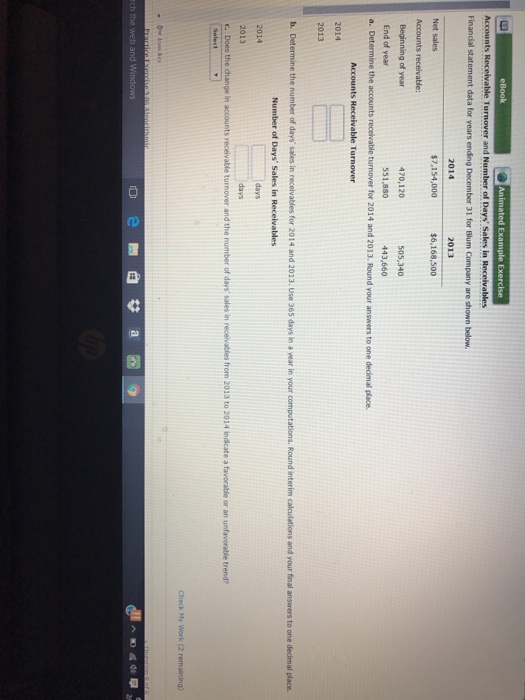  Financial statement data for years ending December 31 for Blum Company