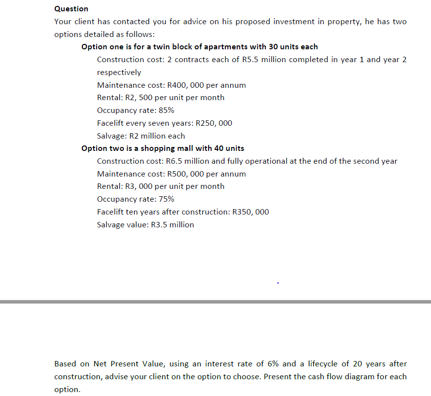  Question Your client has contacted you for advice on his proposed