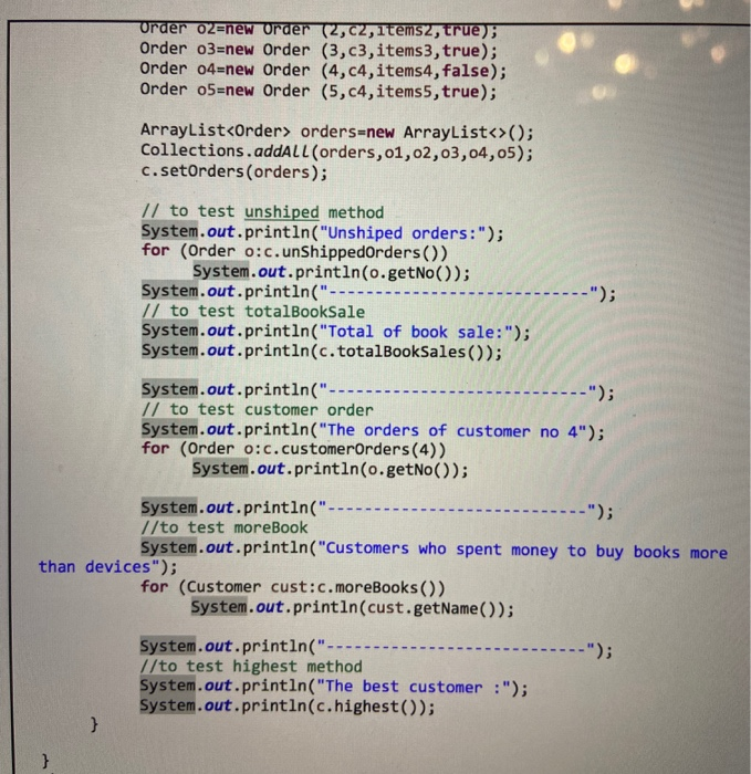 System 20 Device -Name String type: String To class Order, add method
