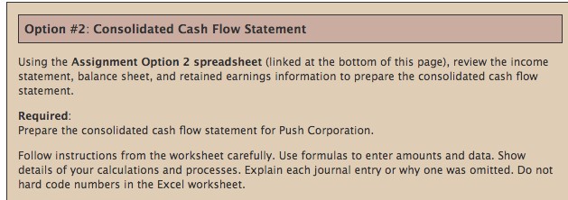 Option #2. Consolidated Cash Flow Statement Using the Assignment Option 2