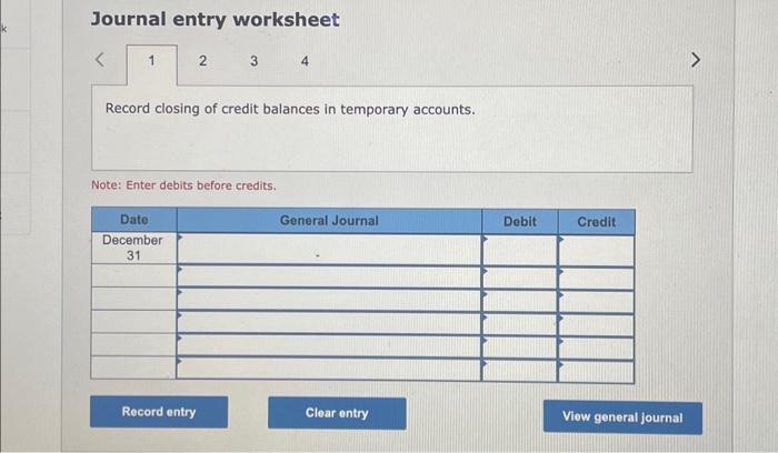 The following list includes temporary accounts from the December 31 adjusted trial