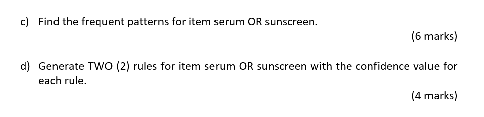 ..., TID9 } at a store purchased by customers on five different