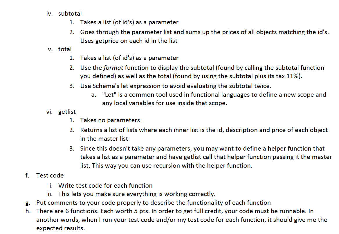 and a set of functions to operate on these in Scheme. b.