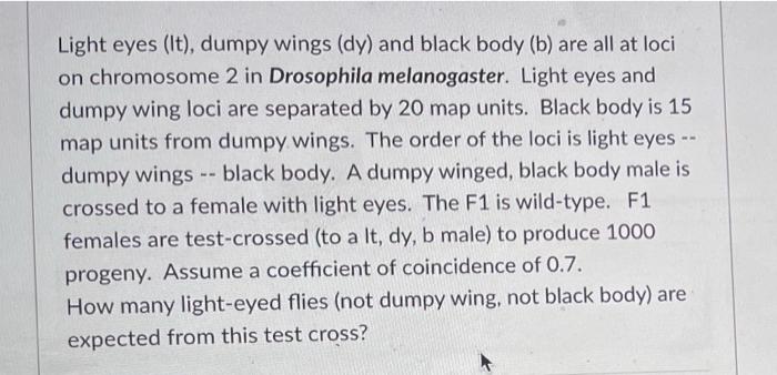  Light eyes (It), dumpy wings (dy) and black body (b) are