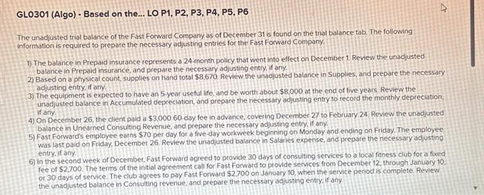  GL0301 (Algo) - Based on the... LO P1, P2, P3, P4,