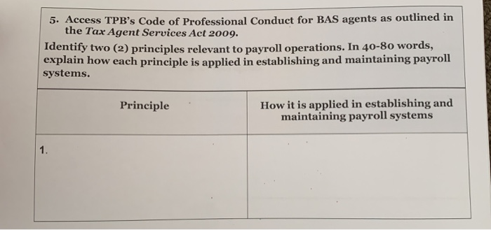  establish and maintain payroll systems 5. Access TPB's Code of Professional