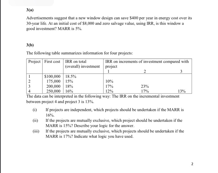  3(a) Advertisements suggest that a new window design can save $400