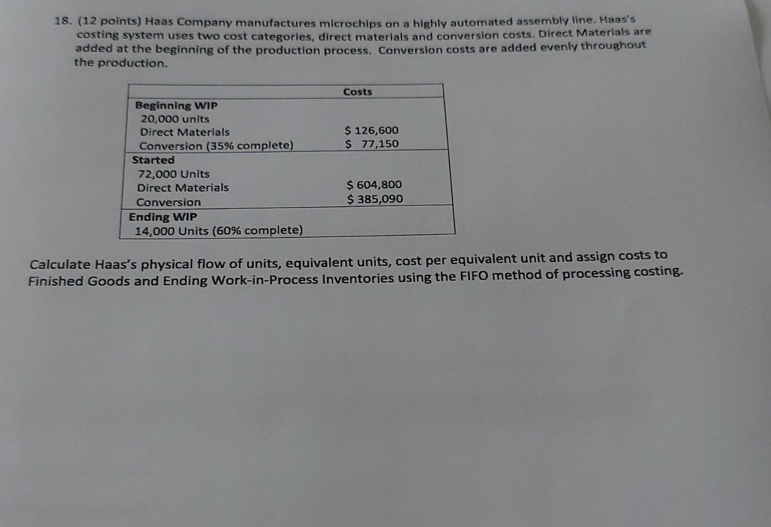  please do not use the excel format. 18. ( 12 points)