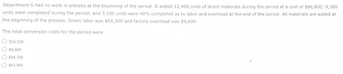  Department 5 had no work in process at the beginning of