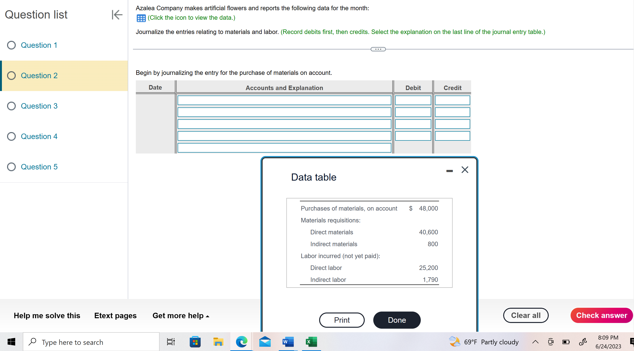  Question list Question 1 Question 2 Question 3 Question 4 Question