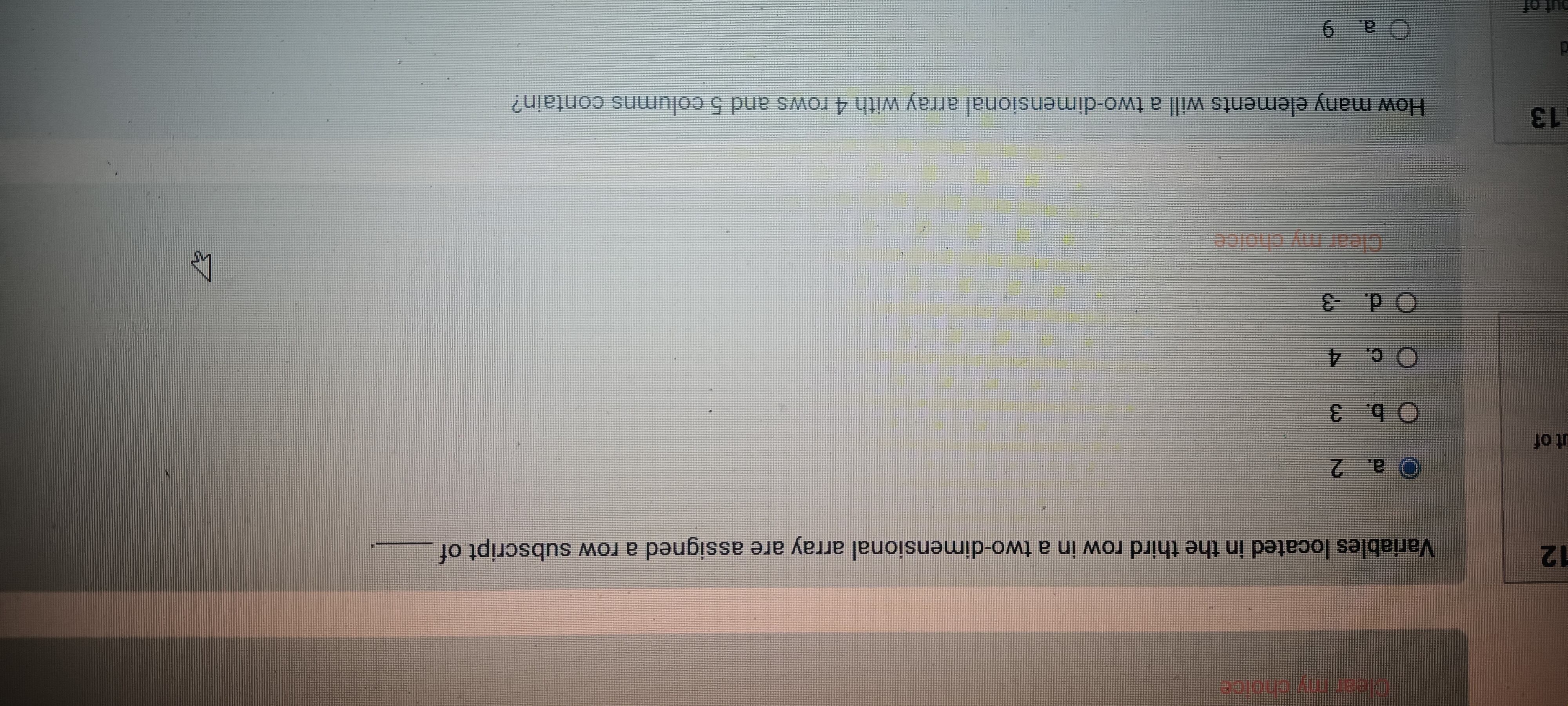  12 Variables located in the third row in a two-dimensional array