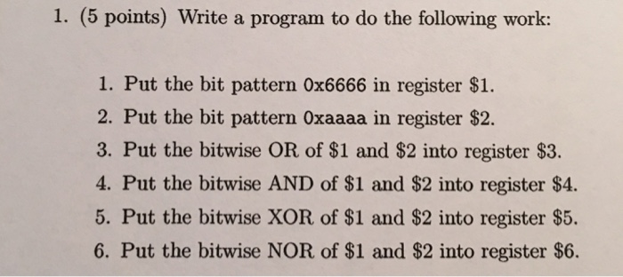  1. (5 points) Write a program to do the following work: