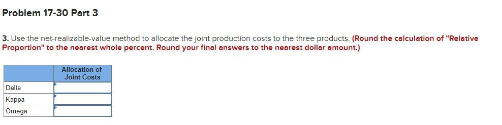 products Delta, Kappa, and Omega from a joint process. Production, sales, and