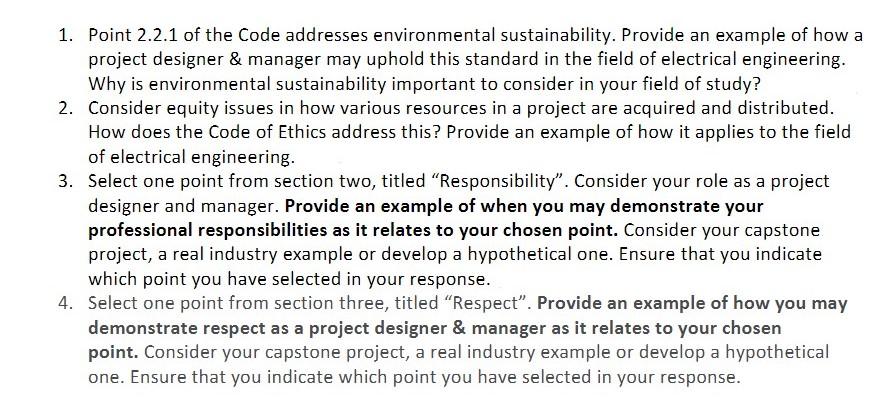 Please write clearly and concisely. Thank you 1. Point 2.2.1 of