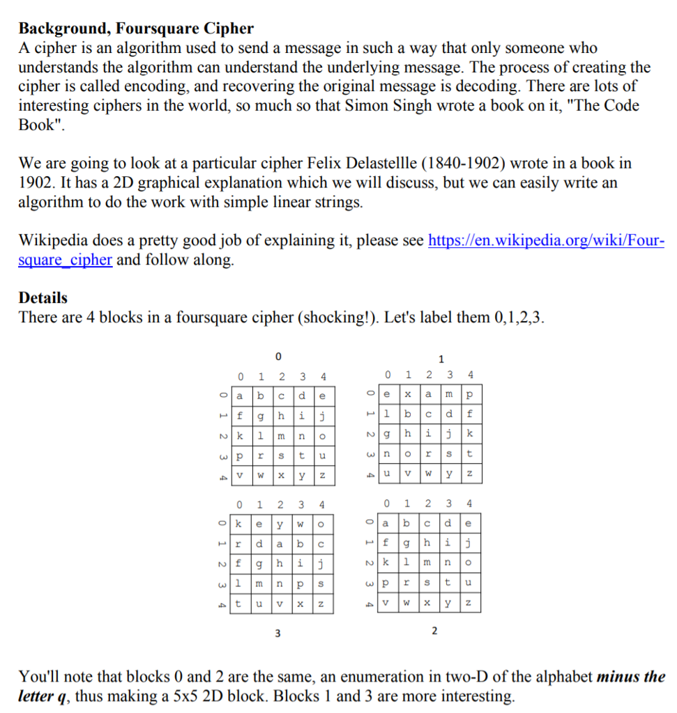C++ question, please help. proj05_functions.h : https://paste.ee/p/1UBMl Background, Foursquare Cipher A cipher