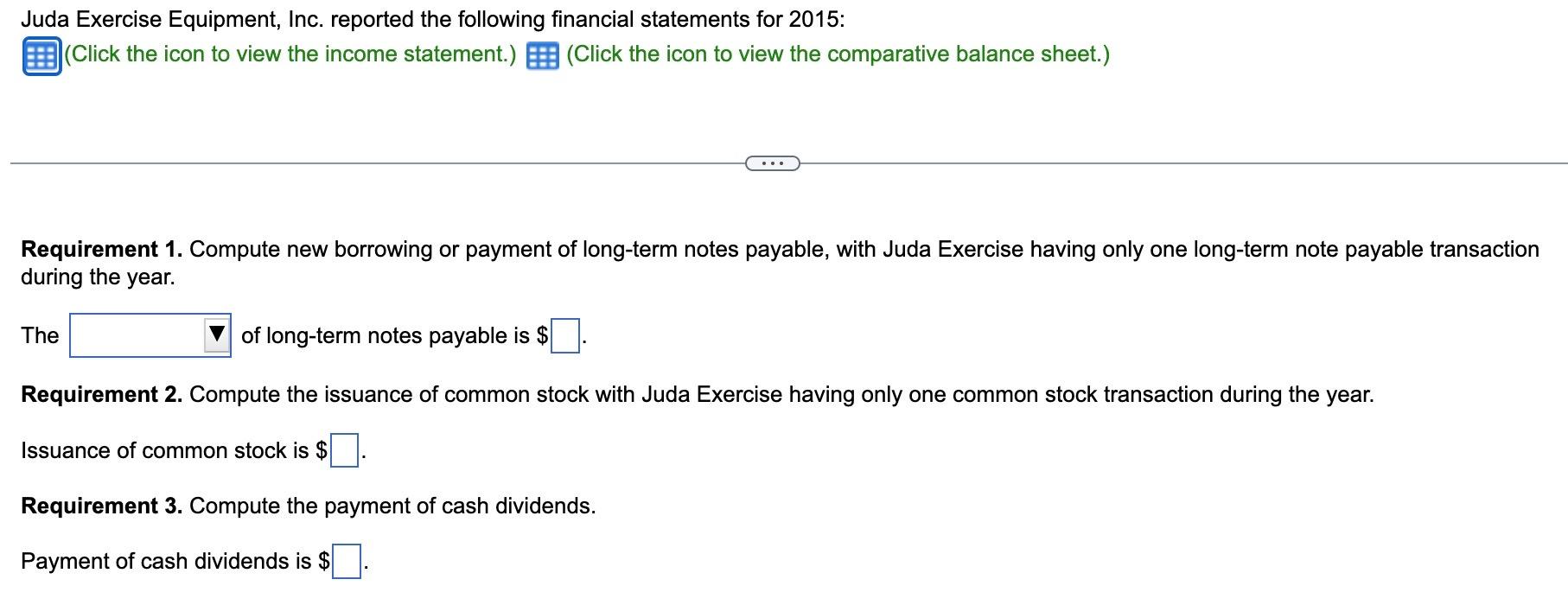 financial statements for 2015 : (Click the icon to view the income