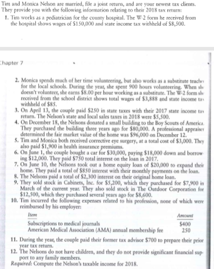  Tim and Monica Nelson are married, file a joint return, and