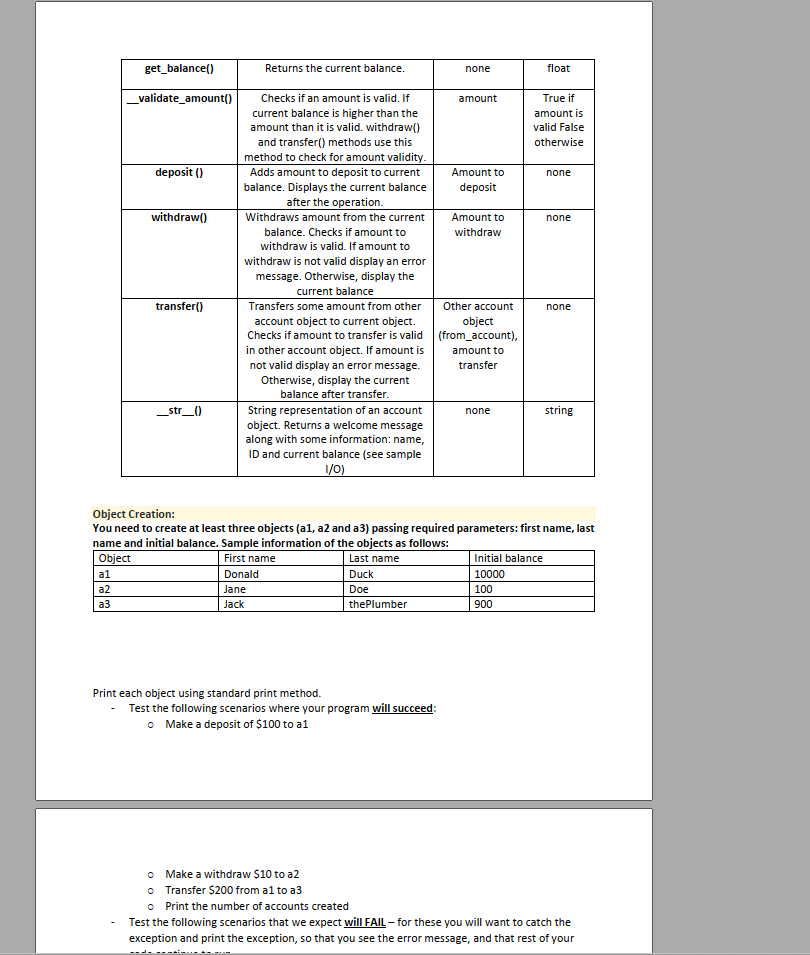 instantiation, methods 1. Problem Statement: In this lab, you will design a