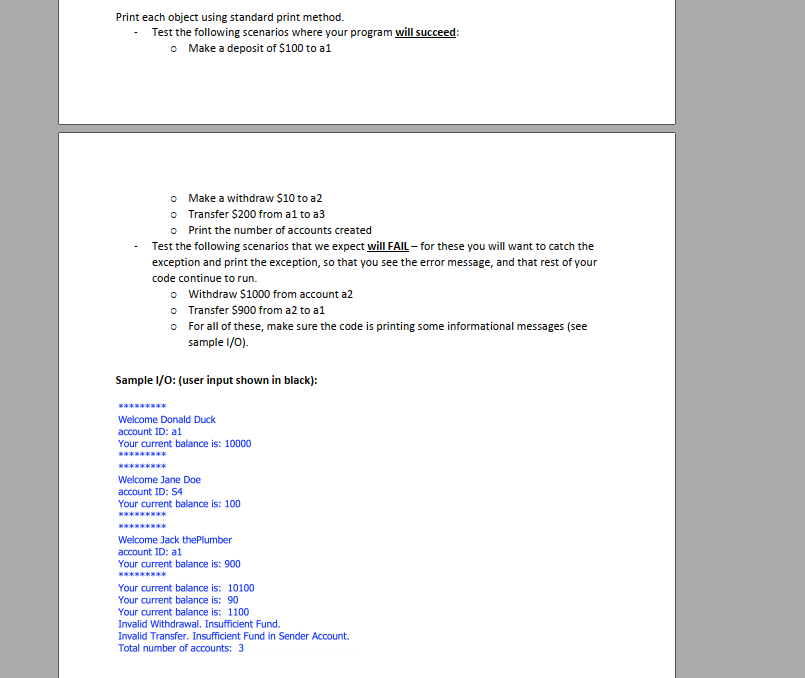 simple bank account class that can perform basic banking operations on an