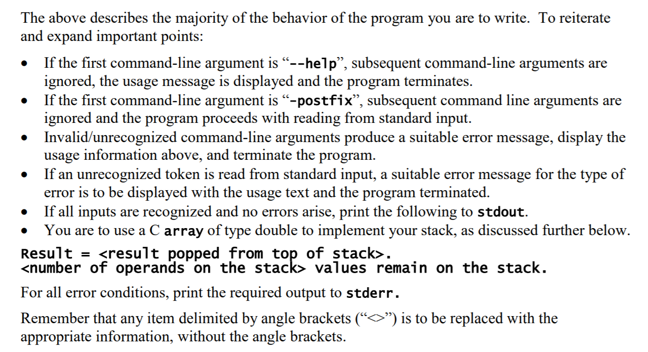describe in the "usage" message listed below, either printing the usage message