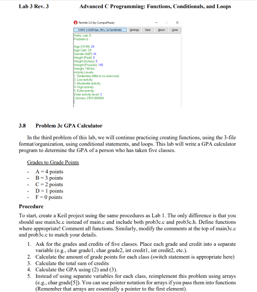 to call them in main. I attached the problem for part 1