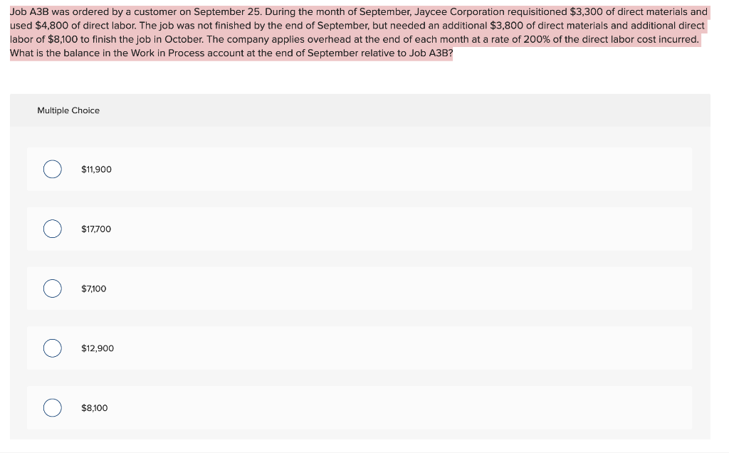 Job A3B was ordered by a customer on September 25. During