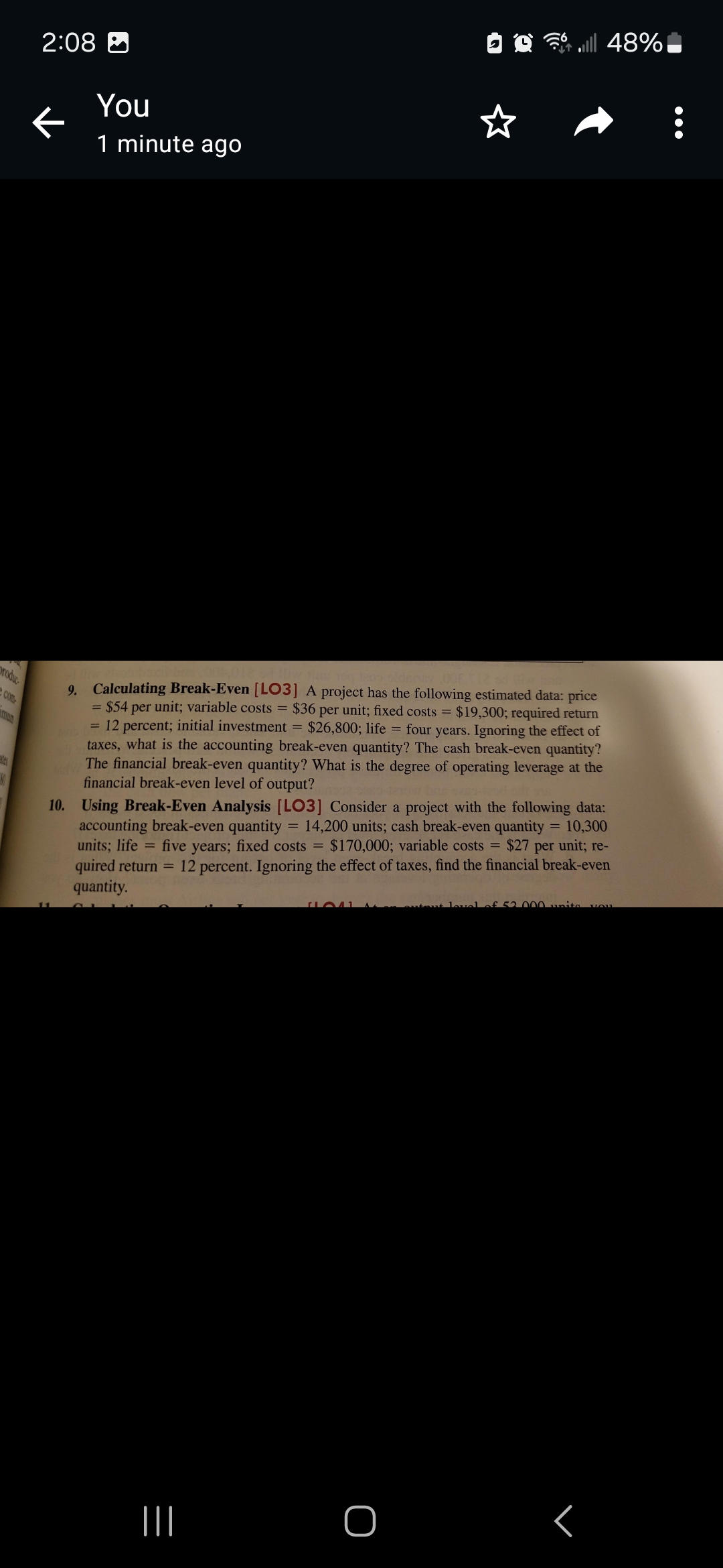  Calculating Break-Even [LO3] A project has the following estimated data: price