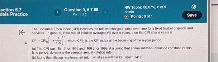  ection 5.7 dels Practice K CPI = CPIO 1 + Question