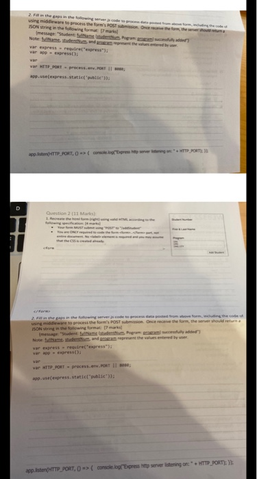 question 2 javascript ISON ring in the wing form Note: ame, t