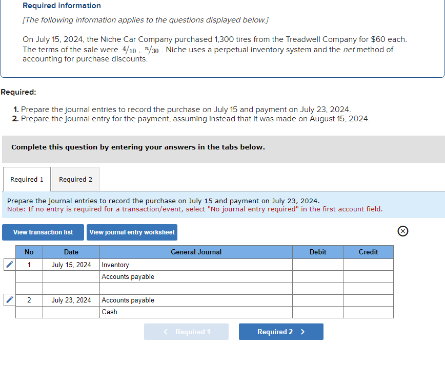 Please help fill in the numbers missing. Required information [The following information