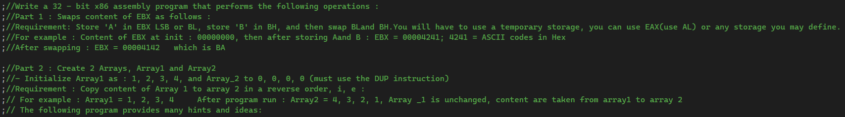 Please use assembly language to solve this question. //Write a 32 -