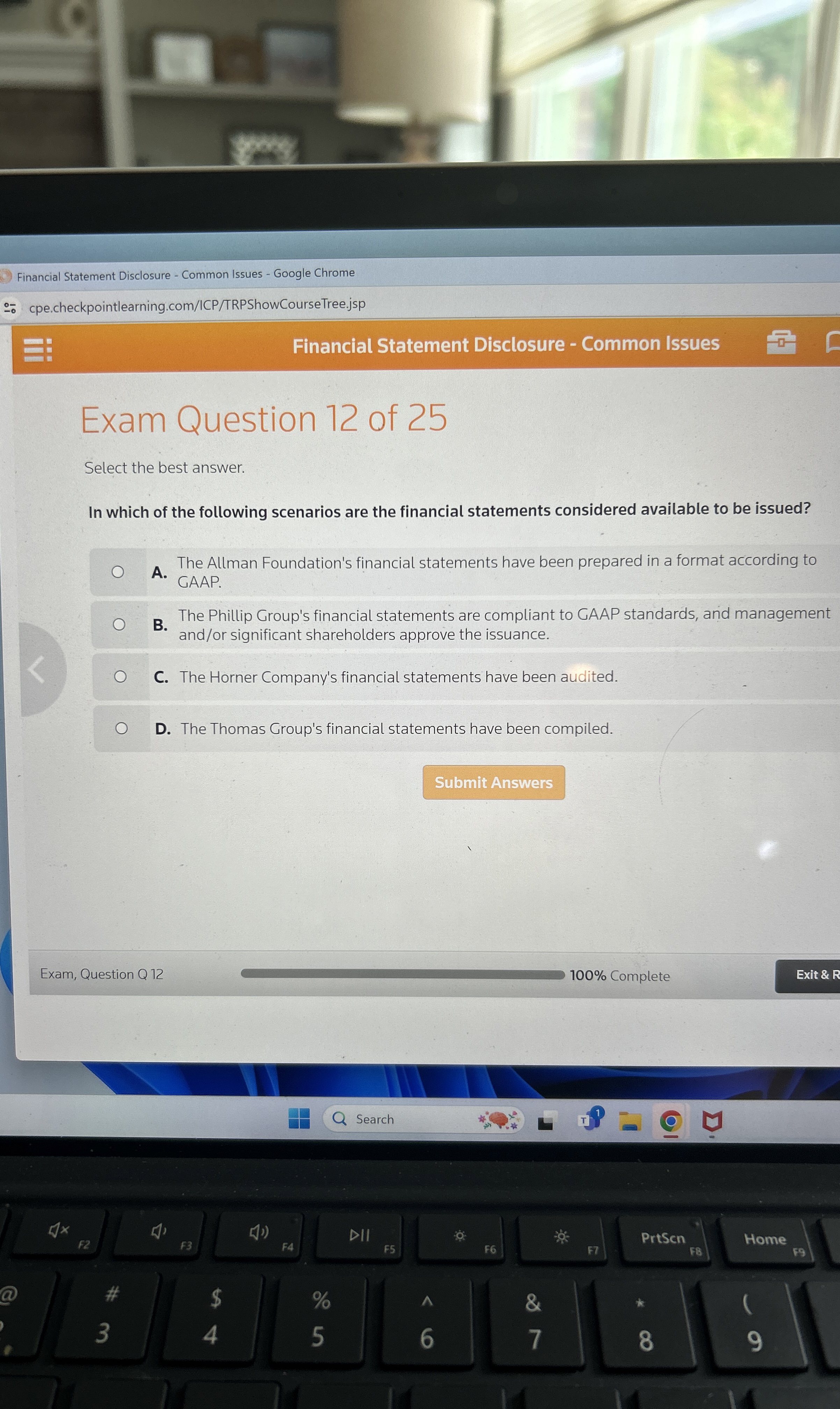  Financial Statement Disclosure - Common Issues - Google Chrome cpe.checkpointlearning.com/ICP/TRPShowCourseTree.jsp Financial