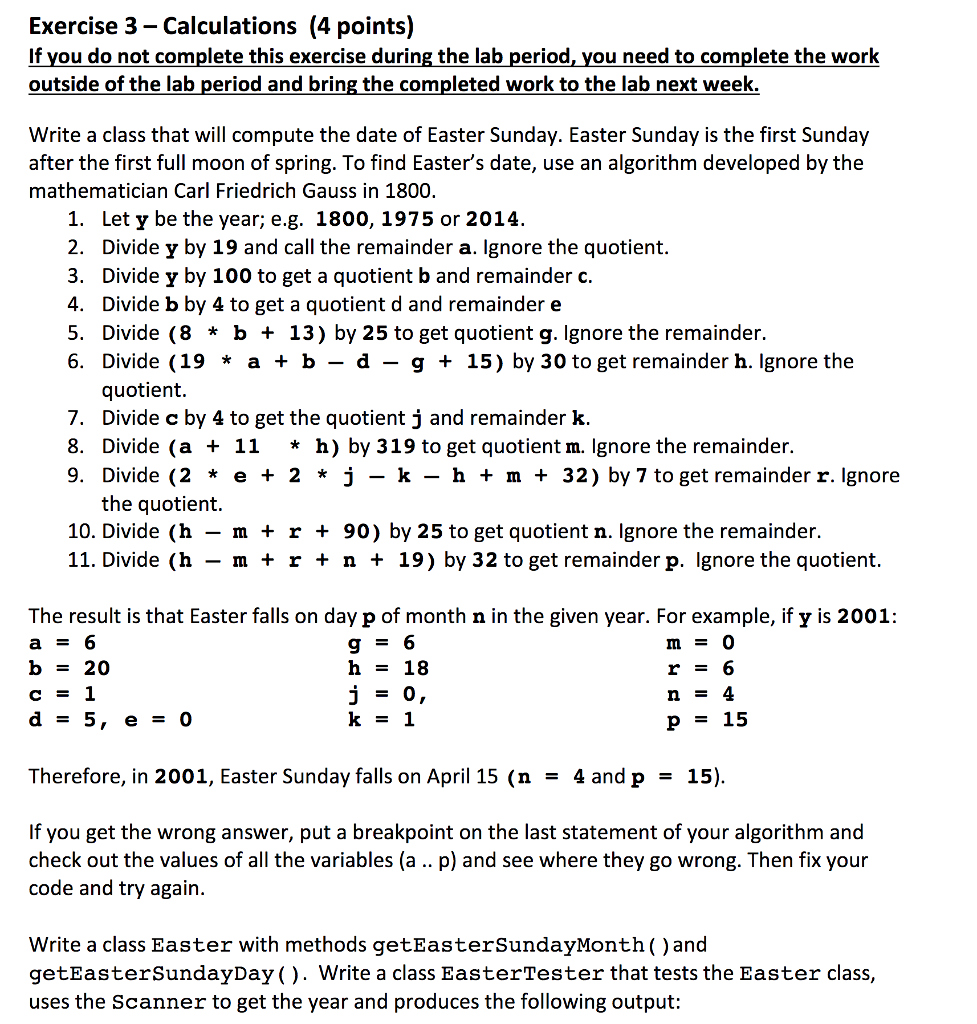 Exercise 3- Calculations (4 points) If you do not complete this