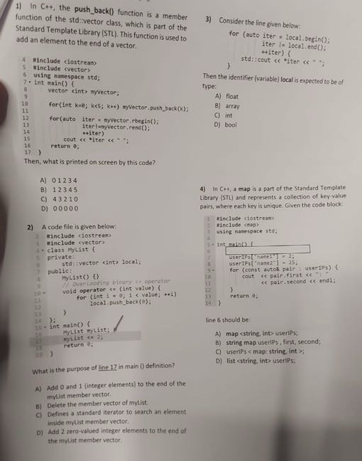  In C+H, the push_back() function is a member function of the