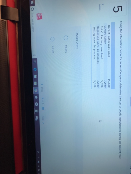  Using the information below for Laurels Company, determine the cost of