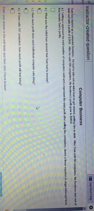  Question Help Instructor-created question ong od 66 compute Computer Business Sam