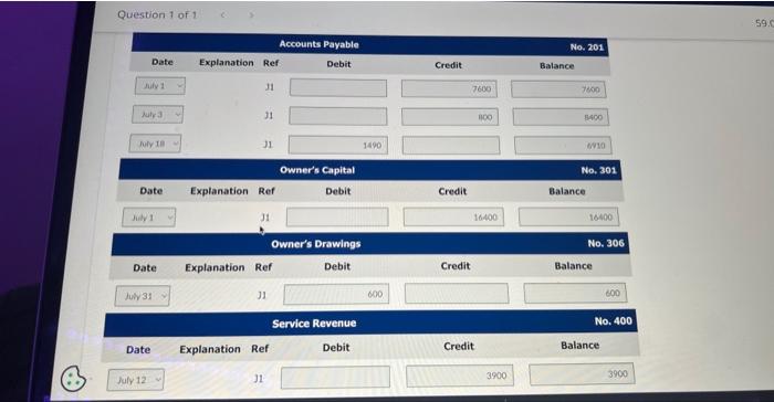 services. 18 Paid $1,200 of amount owed on sewing machine, and $290