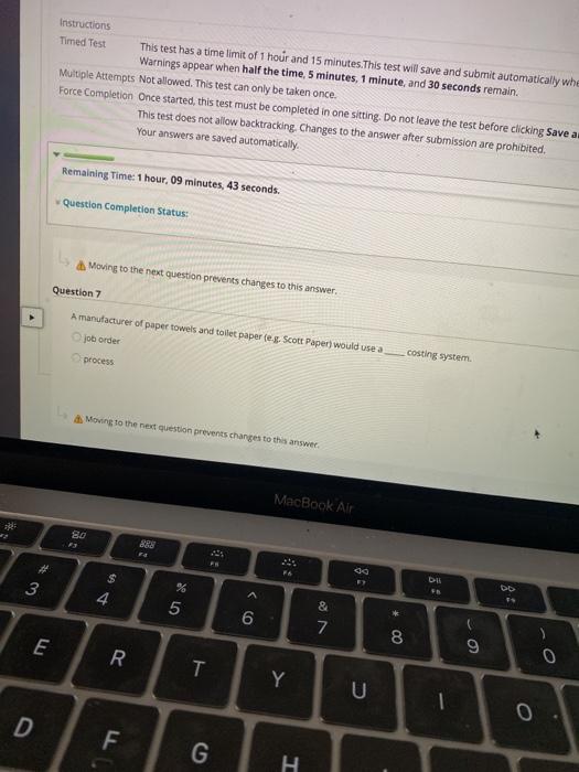  Instructions Timed Test This test has a time limit of 1