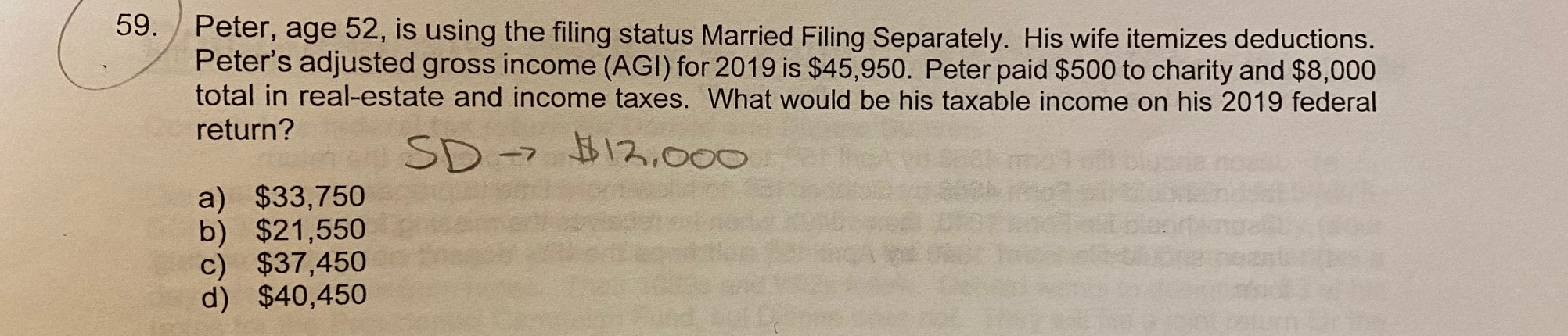 59. Peter, age 52, is using the filing status Married Filing