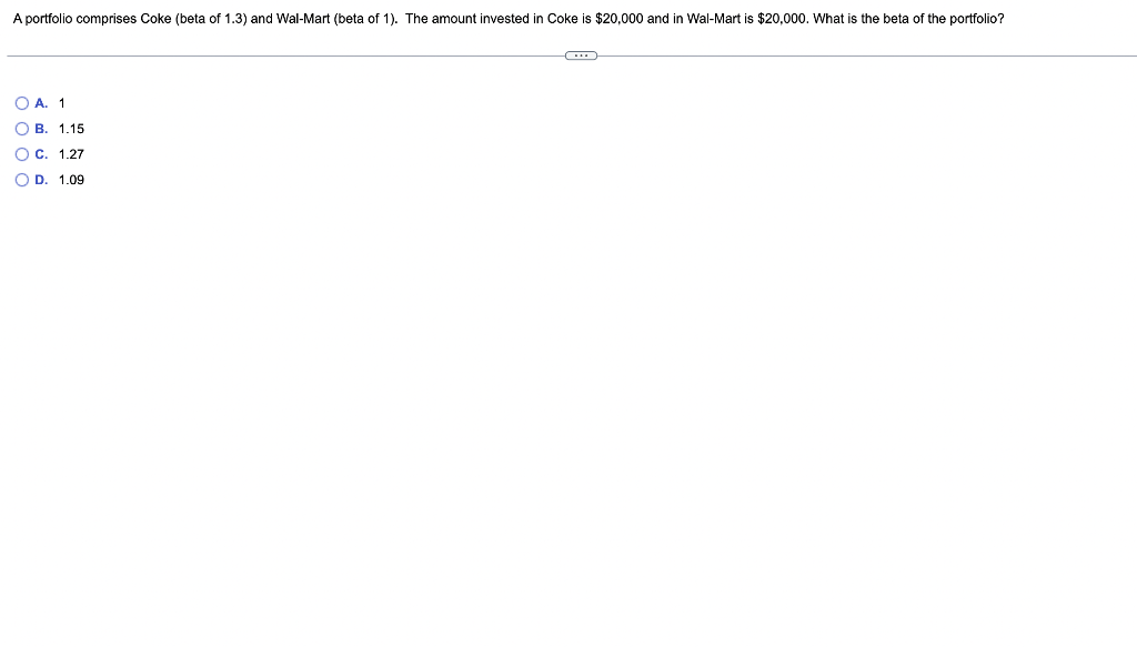  A. 1 B. 1.15 C. 1.27 D. 1.09