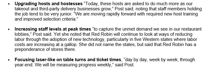 Robin will do to increase sales and decrease costs. Seven of these