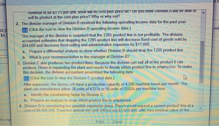 is 0.0 54 1. Division A of Dixon, Inc. has $5,400,000 in