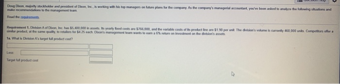 return on investment on the division's assets. a. What is Division A's