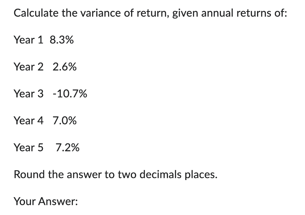  Please solve this problem like the example below Calculate the variance