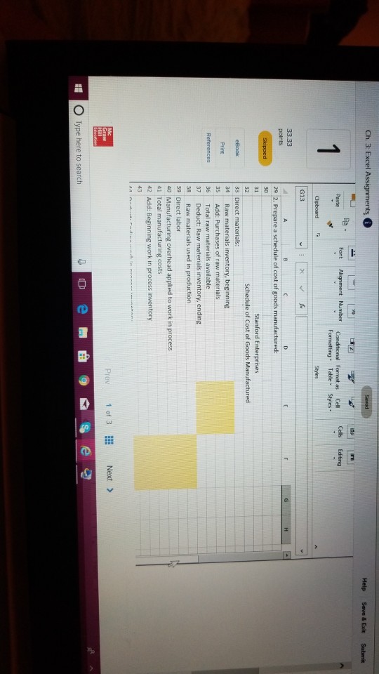 provided its manufactunng estmated and actual data for the year end The