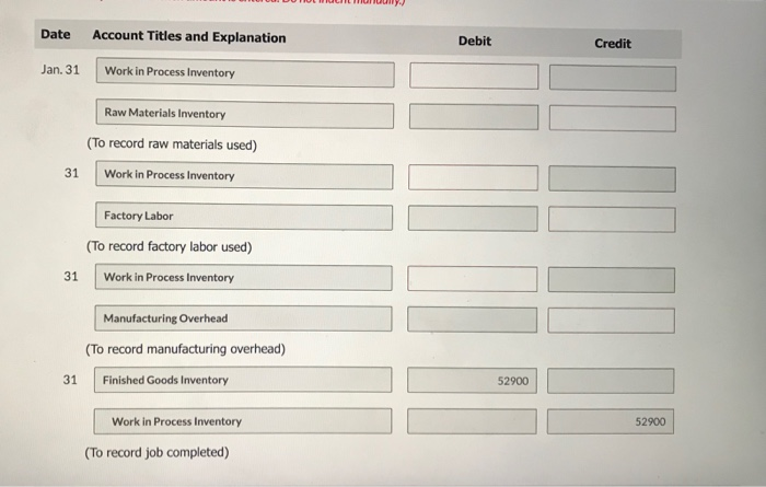 Company is shown below. Job No. 92 For 2,000 Units Direct Materials