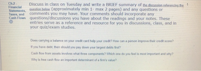  Ch.2 Discuss in class on Tuesday and write a BRIEF summary