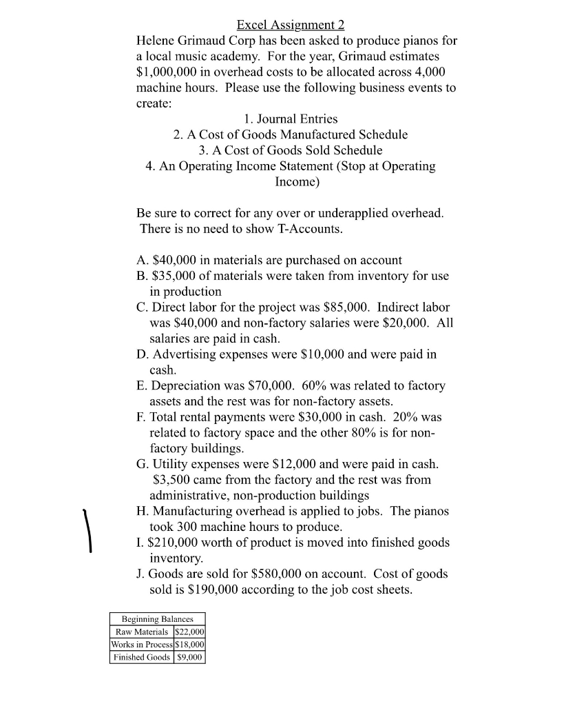 i need to solve every single question. Excel Assignment 2 Helene Grimaud