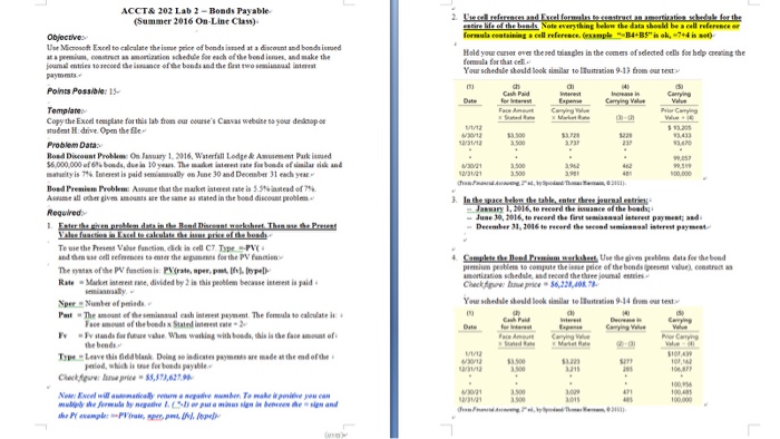  ACCT& 202 Lab 2- Bonds Payable (Summer 2016 On-Line Class) hould